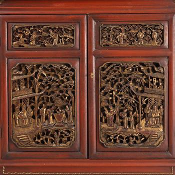 A bar cabinet, purchased in Tokyo around the 1950s. Partly built by late Qing dynasty panels.