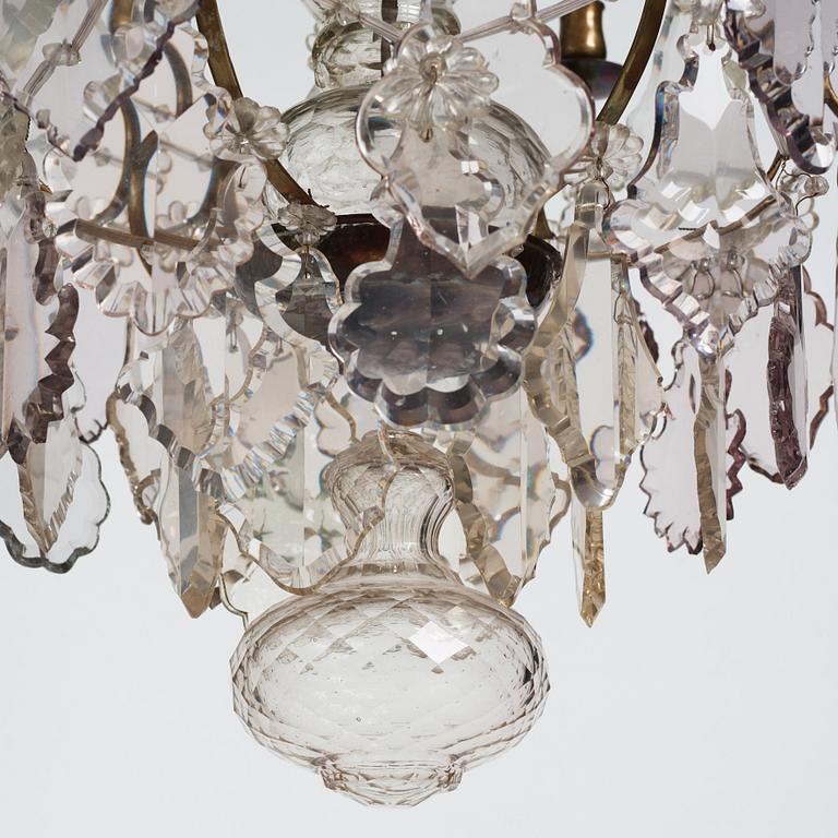 A mid 19th century Swedish Baroque style six-light chandelier.