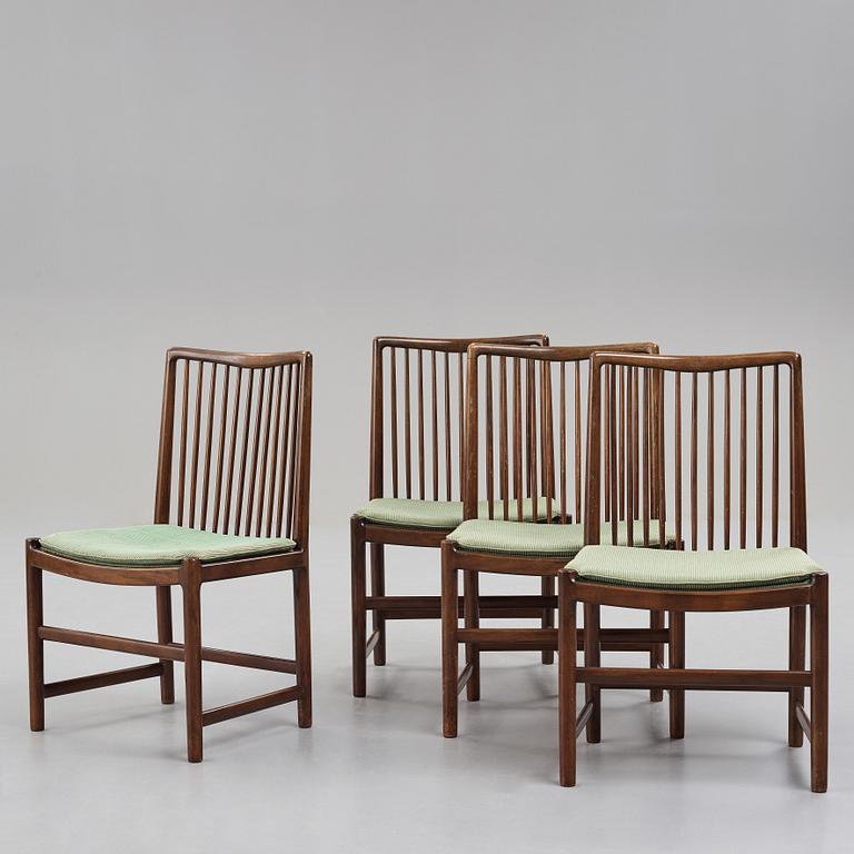 HANS J WEGNER, a set of 4 chairs executed by cabinetmaker Axel I Sørensen for The Aarhus City hall, Denmark 1941.