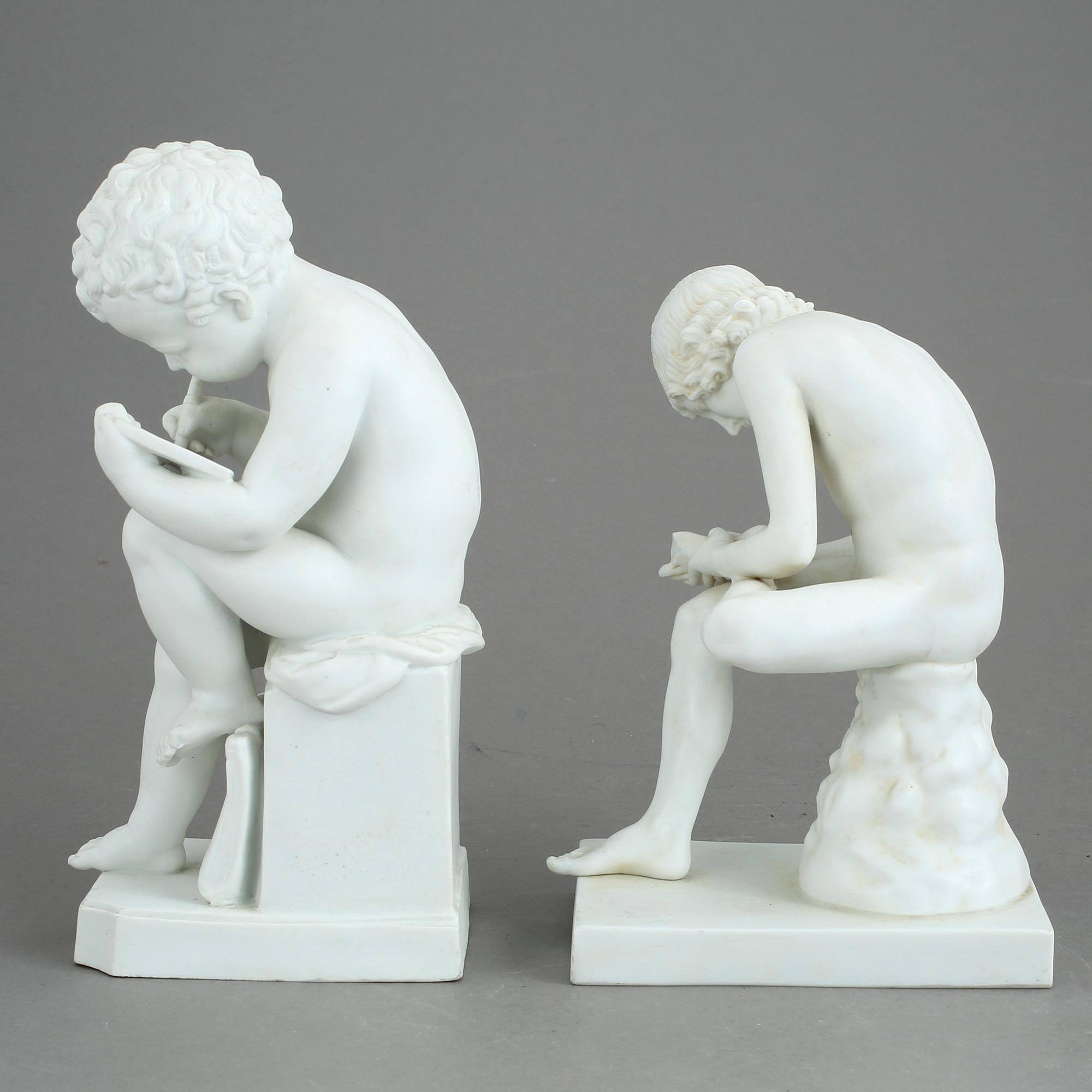 FIGURINER, 2 st, parian, omkring sekelskiftet 1900.