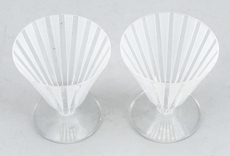 COCKTAILGLAS, 6 st, glas, "Strikt", Bengt Orup, Johansfors, omkring 1900-talets mitt.