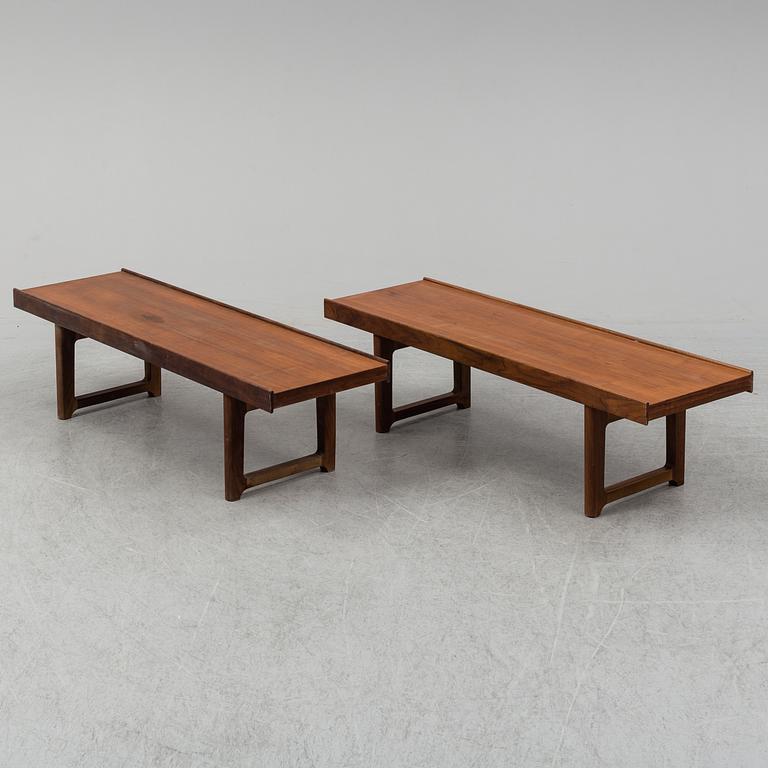 TORBJØRN AFDAL, two walnut 'Krobo' benches from Bruksbo, Mellemstrand, Norway.