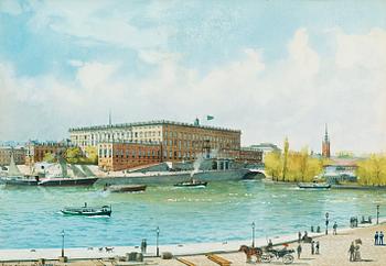 635. Anna Palm de Rosa, View over stockholm castle from Blasieholmen.