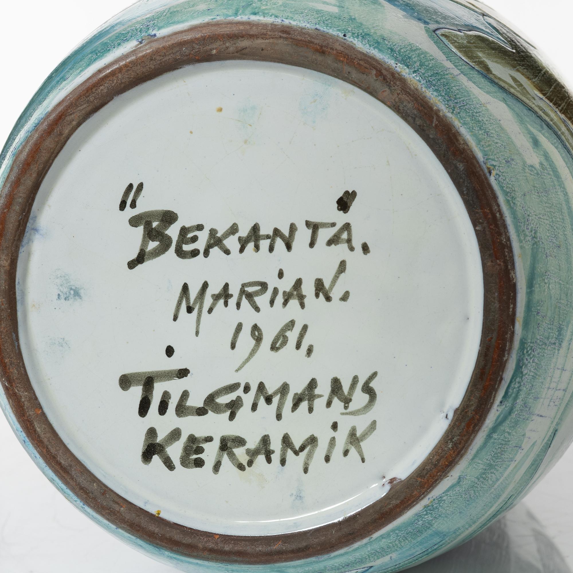 Marian Zawadzki, vas, lergods, "Bekanta", Tilgmans Keramik 1961.