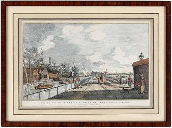 KOPPARSTICK, 2 st, kolorerade, Paulus Constantijn la Fargue, Nederländerna, 1800-tal.