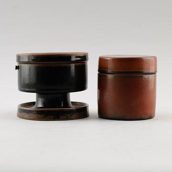 LOCKBURK samt SKÅL PÅ FOT, stengods, Stig Lindberg, Gustavsberg.