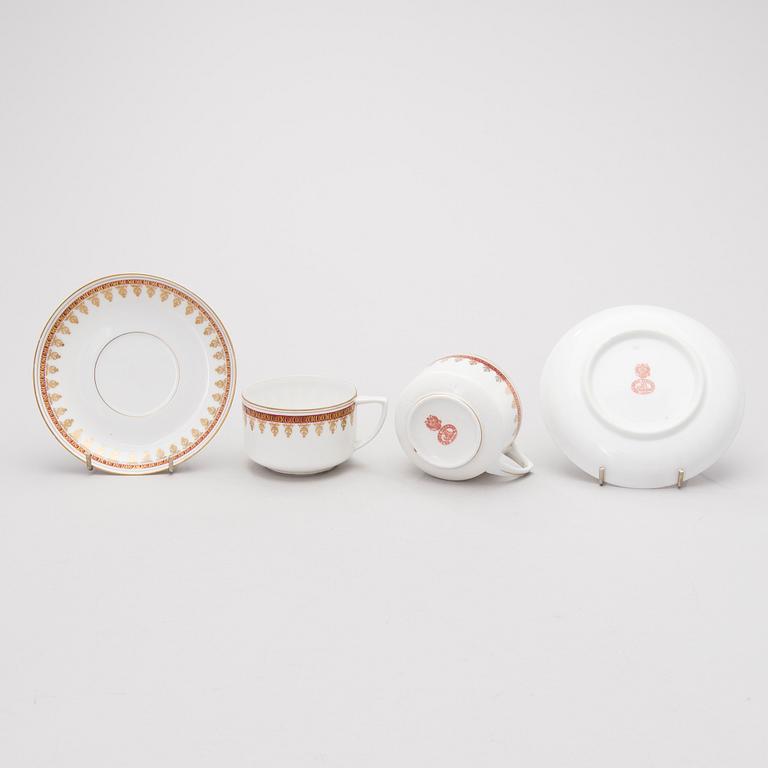 A late 19th Century 16-piece Russian Porcelain Tea Set by Gardner.