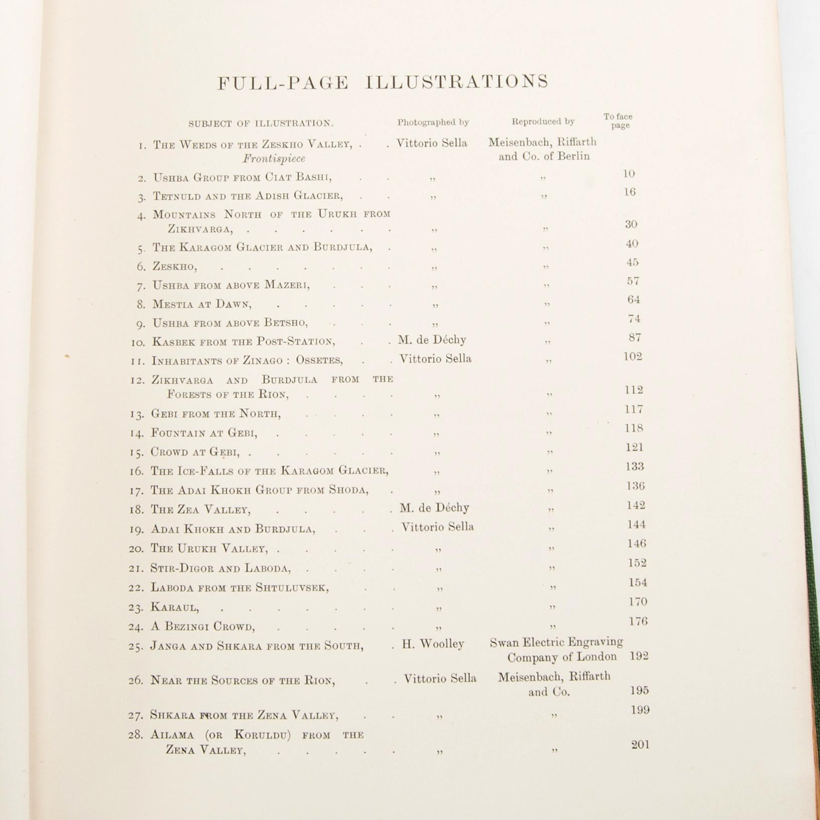 Freshfield, Douglas W.: The Exploration of the Caucasus. Förstaupplaga 1896. 2 band. Fotograf Vittorio Sella.