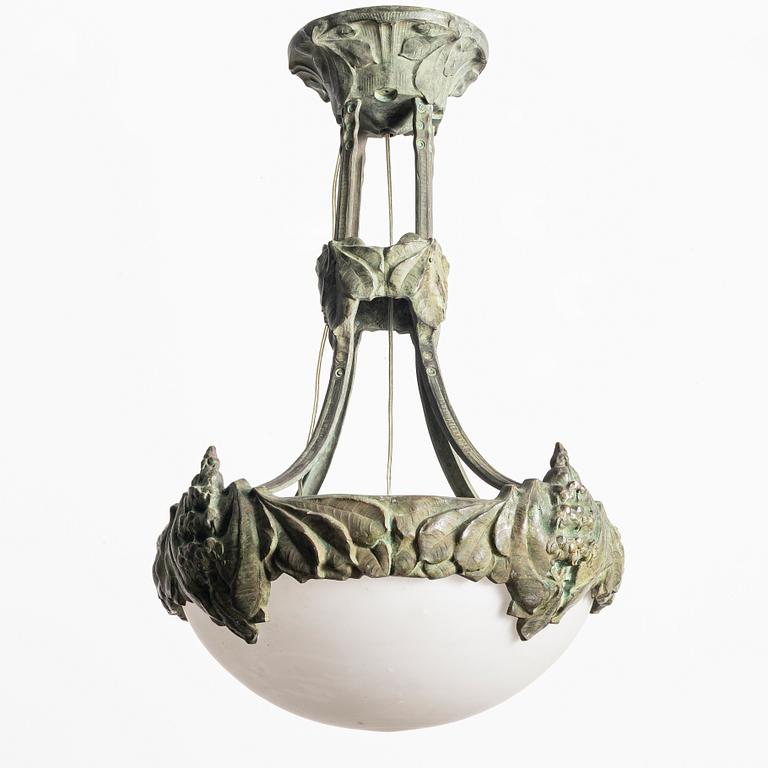 Arvid Böhlmarks Lampfabrik, taklampa, jugend, variant av modell "5365", Stockholm, 1910-tal.