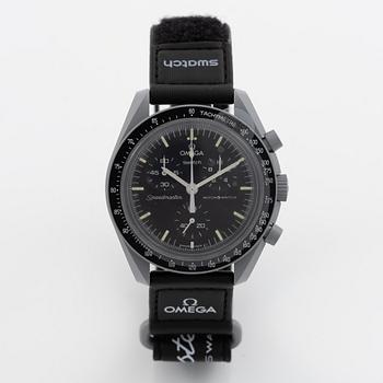 Swatch/Omega, MoonSwatch, Mission to the Moon, chronograph, wristwatch, 42 mm.