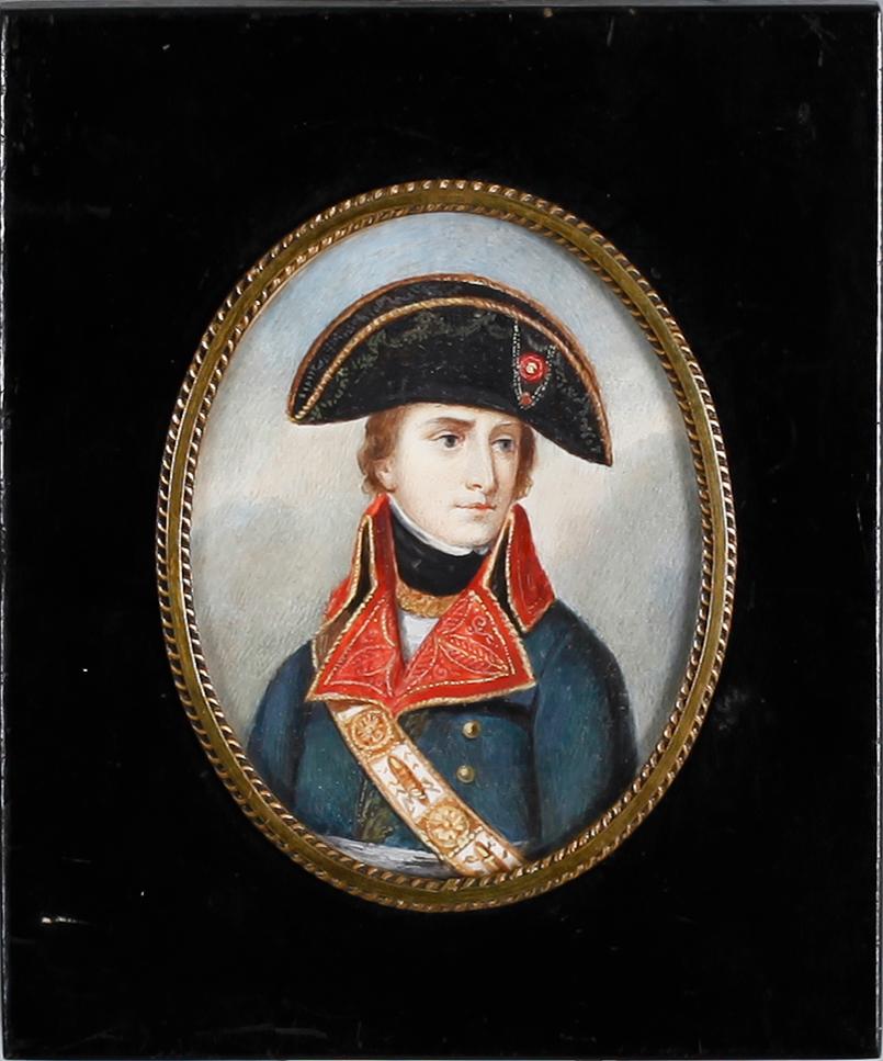 MINIATYR, gouache på ben, 1800-tal.
