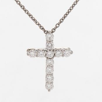 Tiffany & Co, halsband, kors, platina och briljantslipade diamanter.