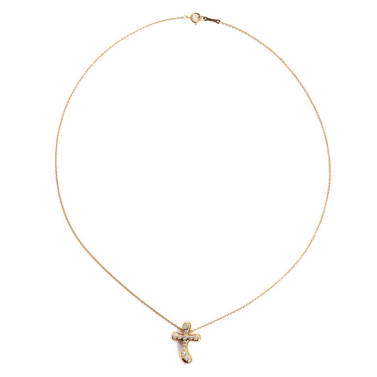 Tiffany & Co, Elsa Peretti, halsband, hänge "Etoile", 18K guld och diamanter.