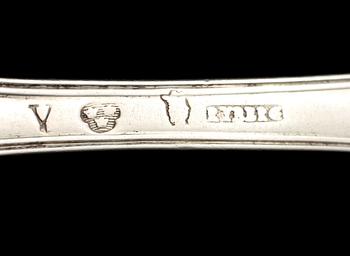 PARTI BESTICK, 38 st, silver, 1700/1800/1900-tal. Vikt ca. 784g.