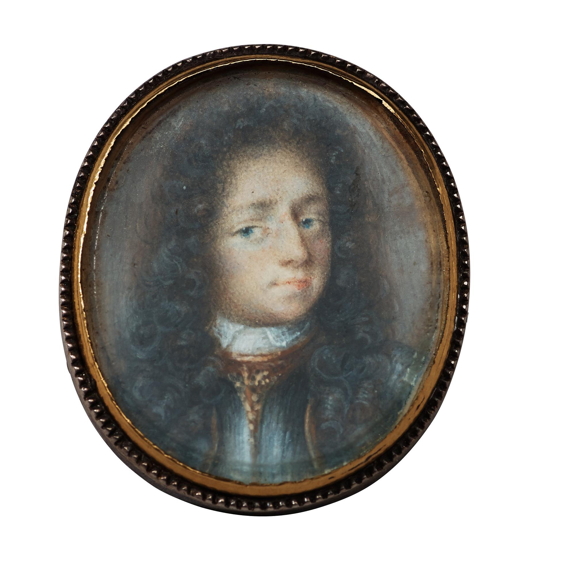 Elias Brenner Attributed to, Portrait of a gentleman in wig and armor.