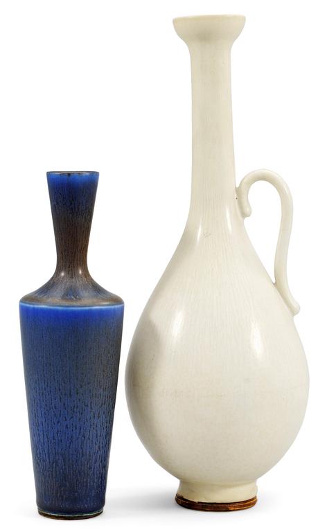 Two Berndt Friberg stoneware vases, Gustavsberg studio 1949 and 1965.