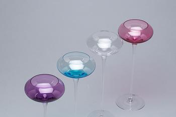 LJUSLYKTOR, 4 st, glas. "Cermony-Votives" Erika Lagerbielke, Orrefors.