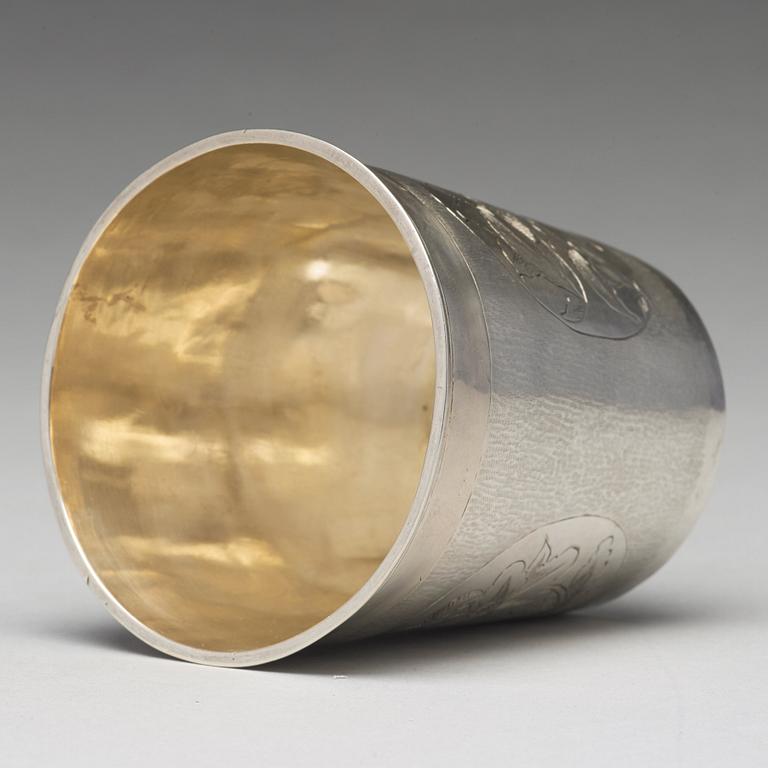 Jöran Hieronymi Bernegau, bägare, silver, Norrköping (verksam 1648-1679). Barock.