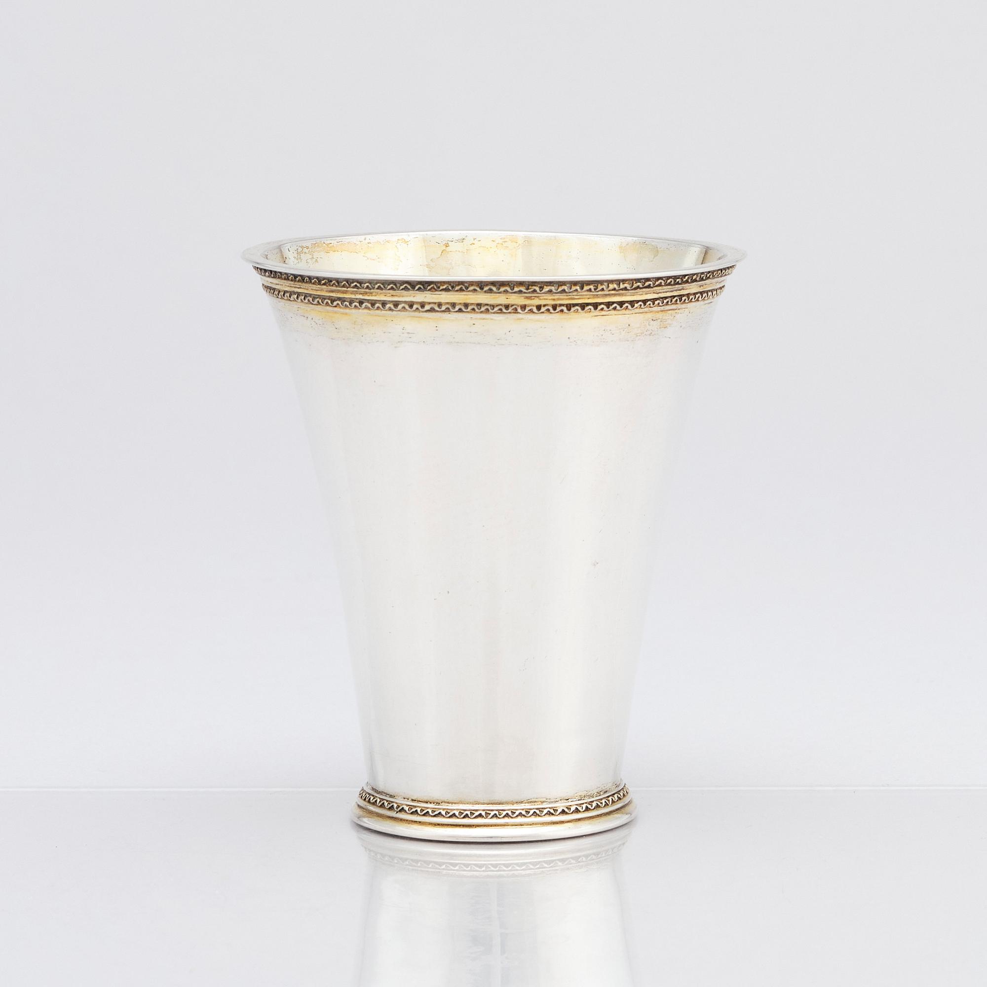 A Swedish 18th century parcel-gilt silver beaker, mark of Abraham Wirgman, Göteborg, 1715.