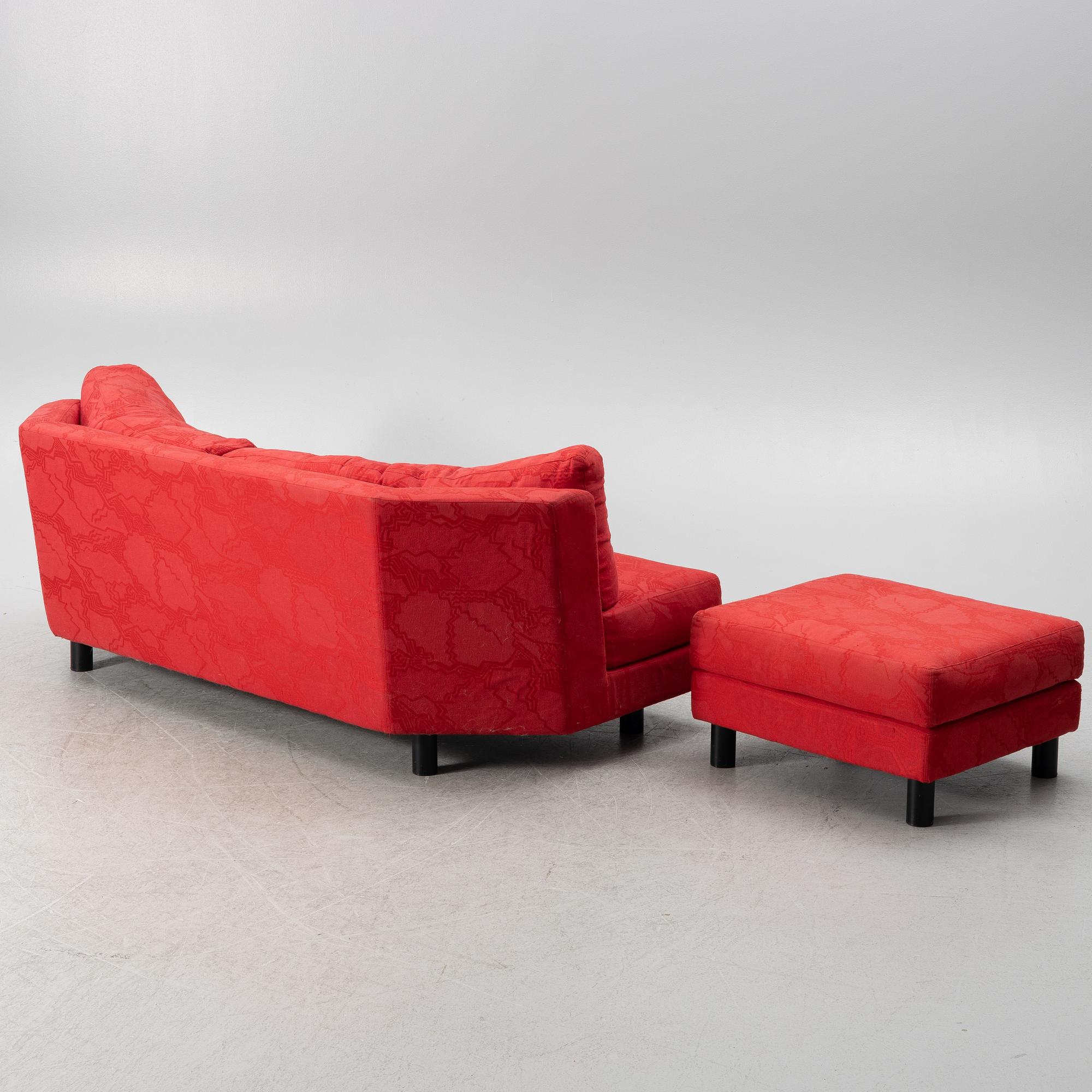 Sofa and footstool, Eilersen, Denmark late 20th Century.