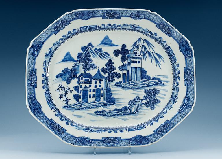 A blue and white 'European subject' serving dish, Qianlong (1736-95).