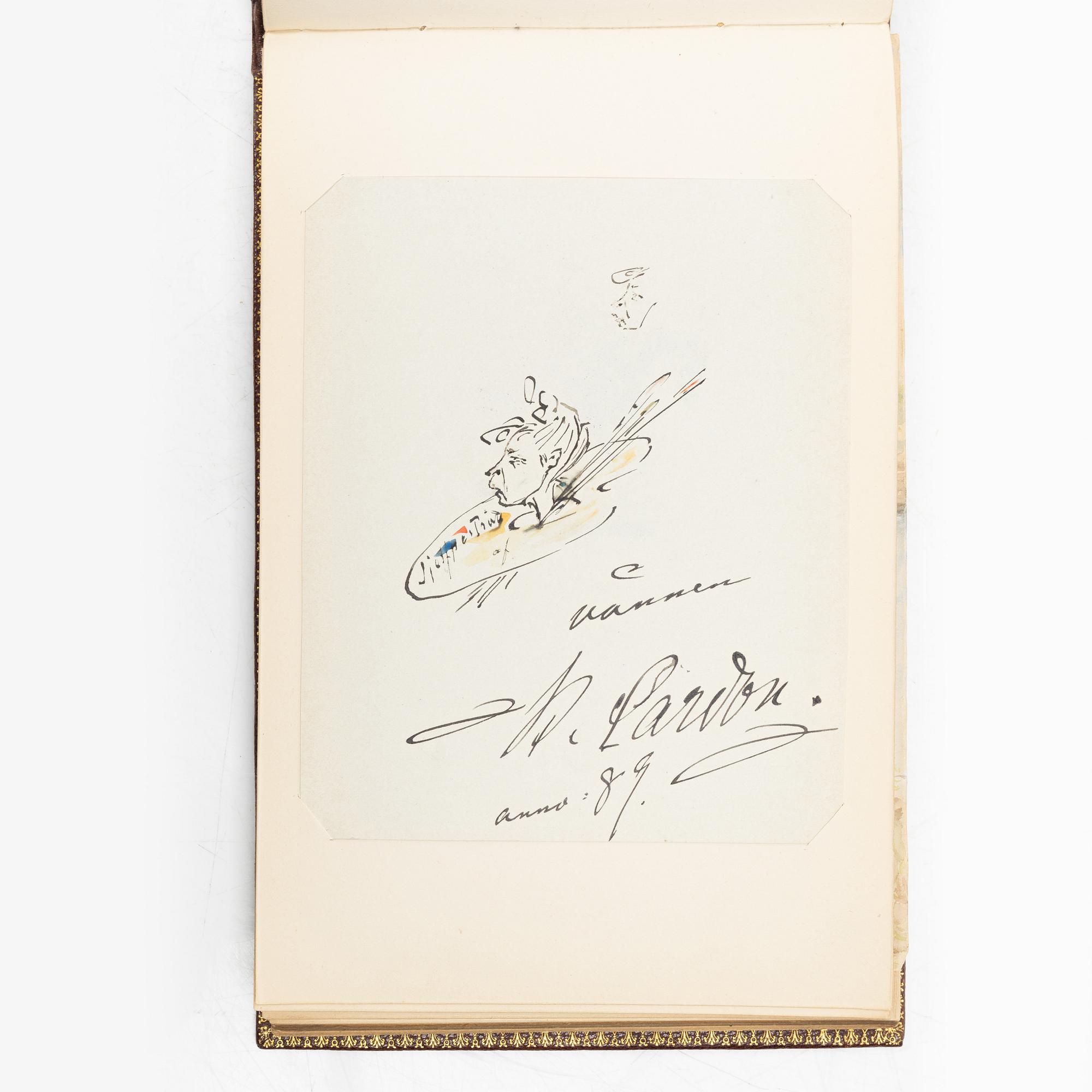 Album with among other things 16 pieces of watercolours and drawings by Swedish artists.