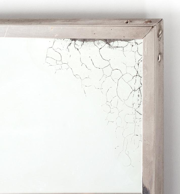 A Swedish polished steel framed wall mirror,