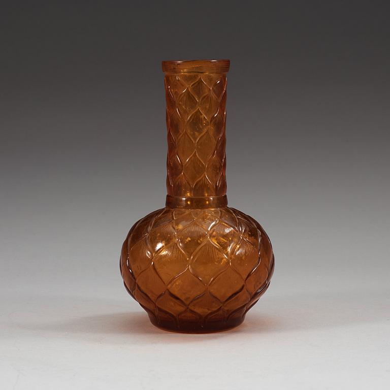 A Chinese amber coloured peking glass vase, 20th Century, with a Tongzhi mark.