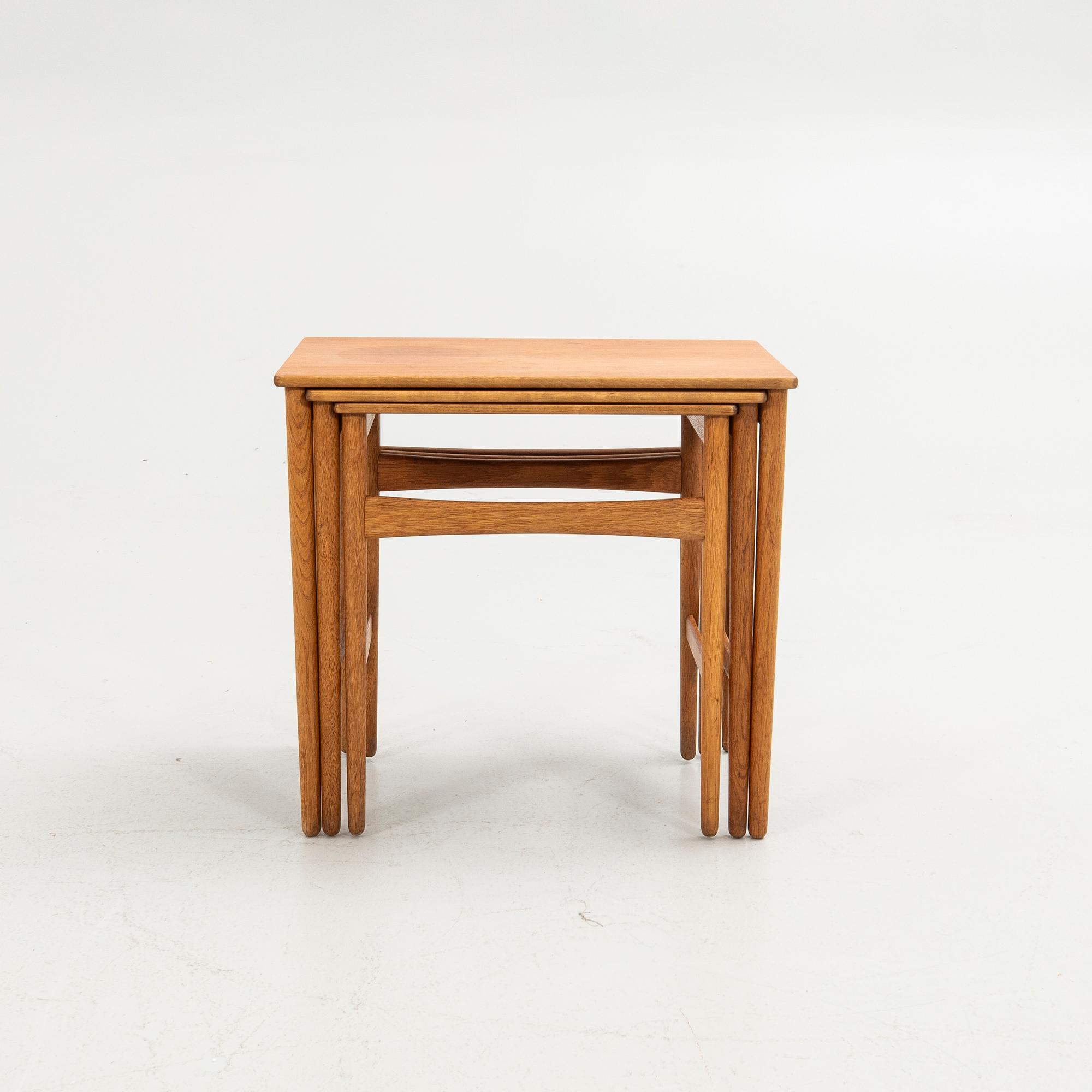 Hans J. Wegner, set of tables, 3 pieces, Andreas Tuck, Denmark, 1960s.
