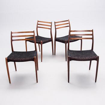 TUOLEJA, 4 kpl, malli 78, Niels Ole Møller, JL Møller, Tanska 1960-luku.