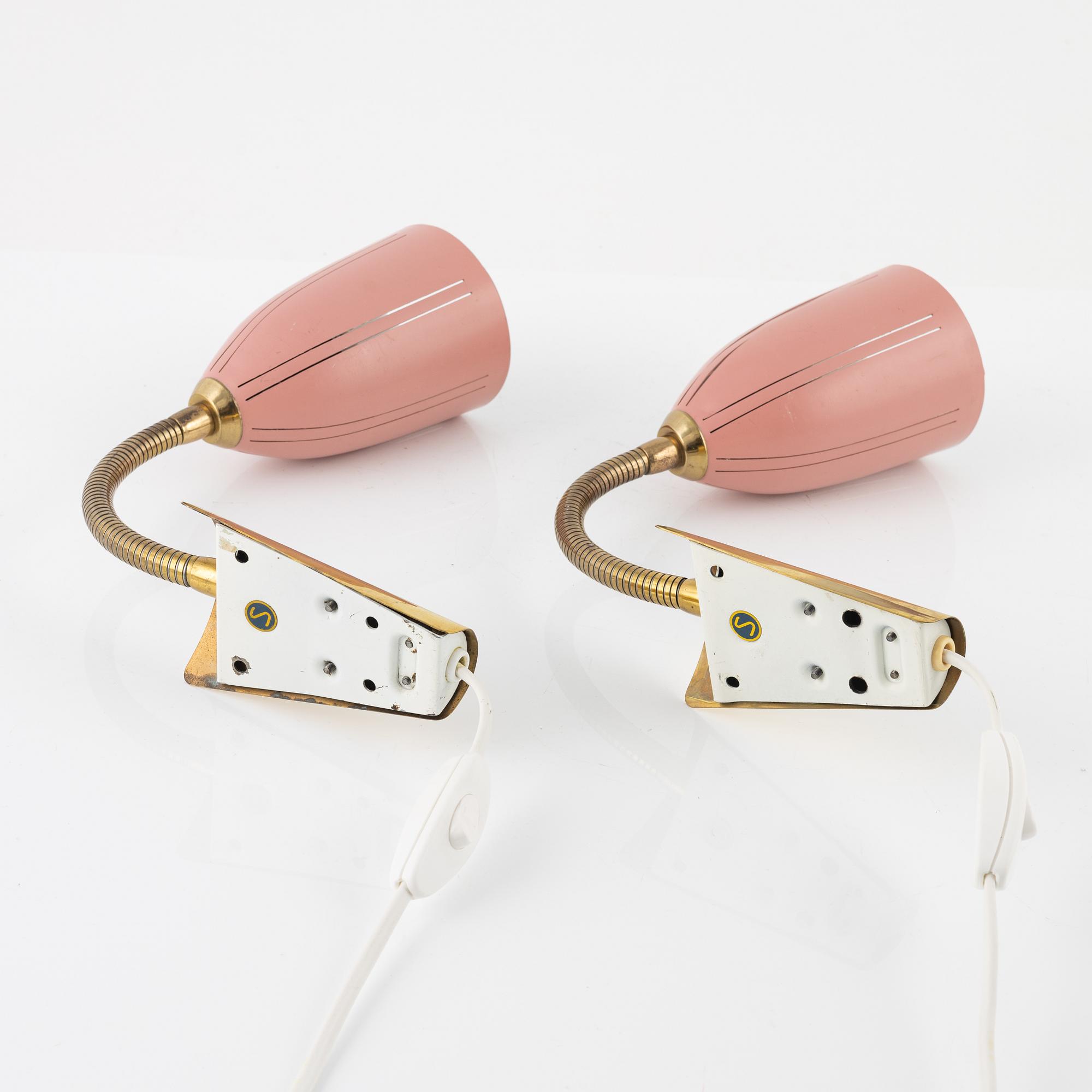 A pair of wall lights, mid 20th Century.