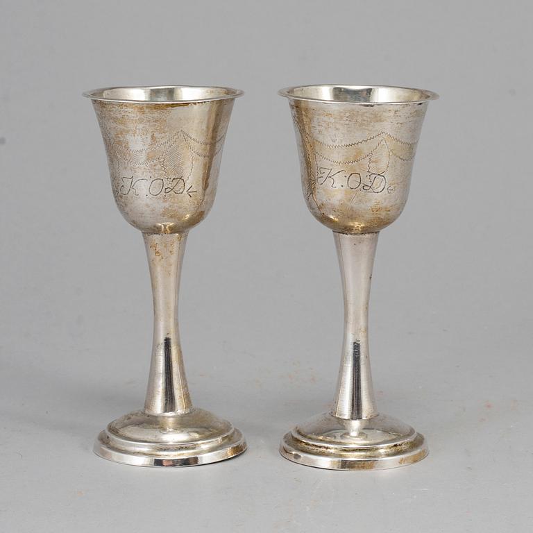 A pair of swedish silver wedding cups, mark of Carl Fredrik Seseman, Arboga 1812.