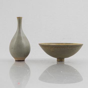 Berndt Friberg, a stoneware vase, Gustavsbergs Studio, and Carl-Harry Stålhane, a stoneware bowl, Rörstrand, Sweden.
