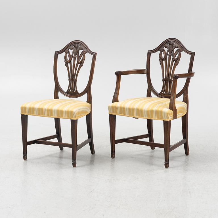 A set of ten English Hepplewhite-style chairs, early 20th Century.