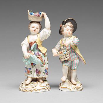 249. FIGURINER, två stycken, porslin. Meissen, 1900-tal.