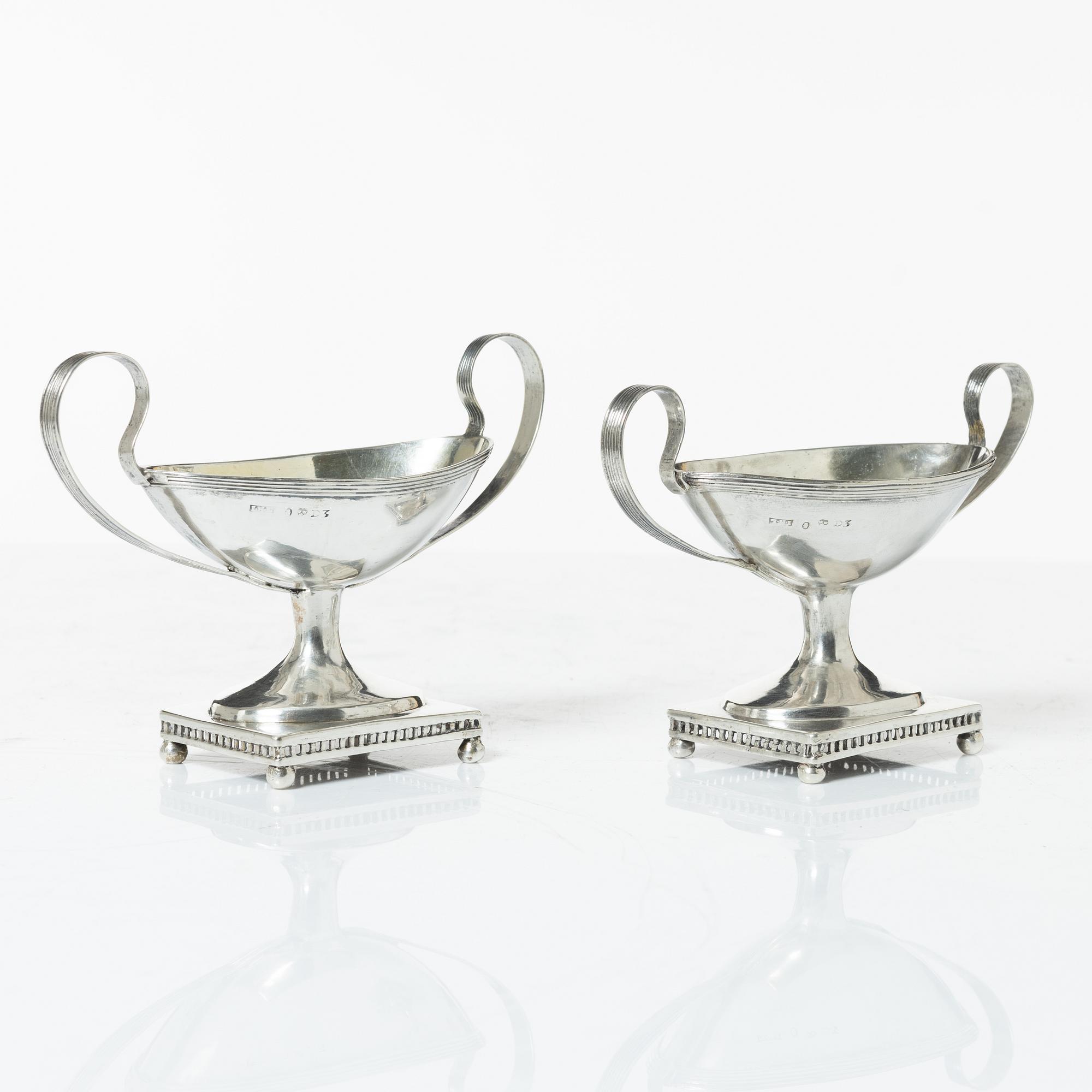 Johan Henrik Lampa, saltkar, ett par, silver, Stockholm 1810.