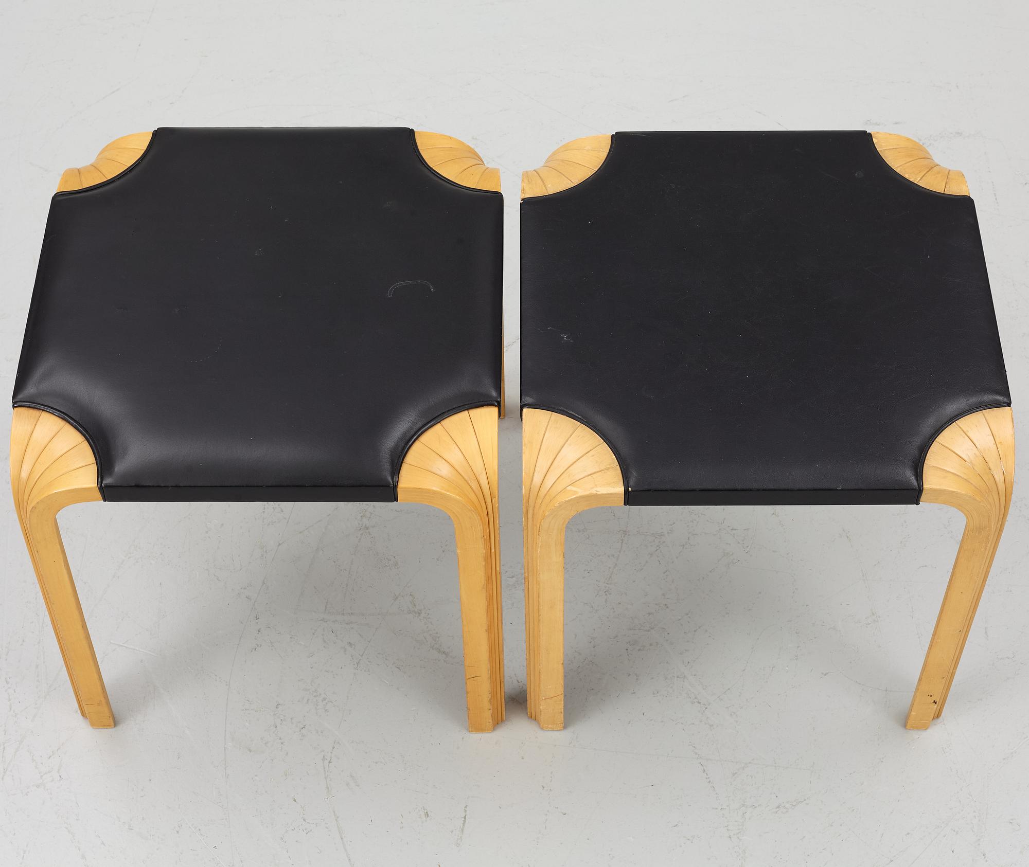 Alvar Aalto, a pair of 'X601' stool for Artek, later half of the 20th century.