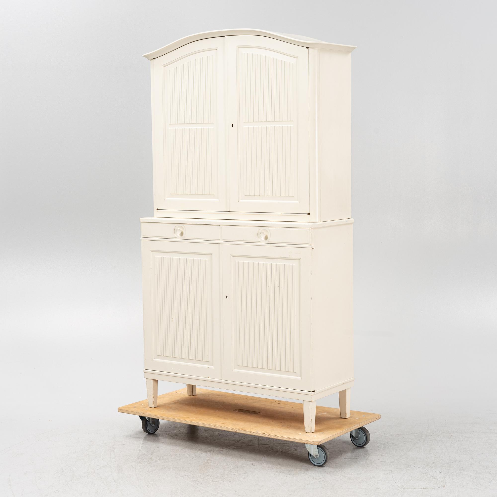 Carl Malmsten, two-part cabinet, "Herrgården", Bodafors, second half of the 20th century.