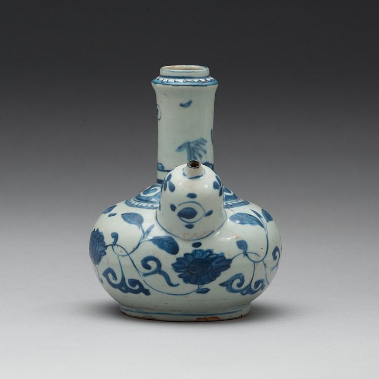 A blue and white kendi, Ming dynasty, (1368-1644).