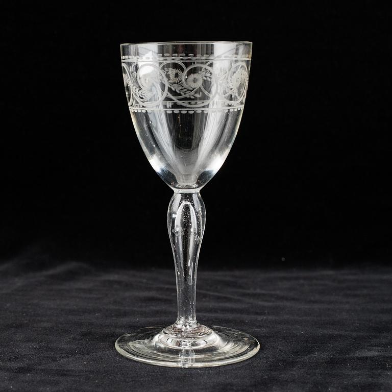 Six empire glasses, first half of the 19th century.