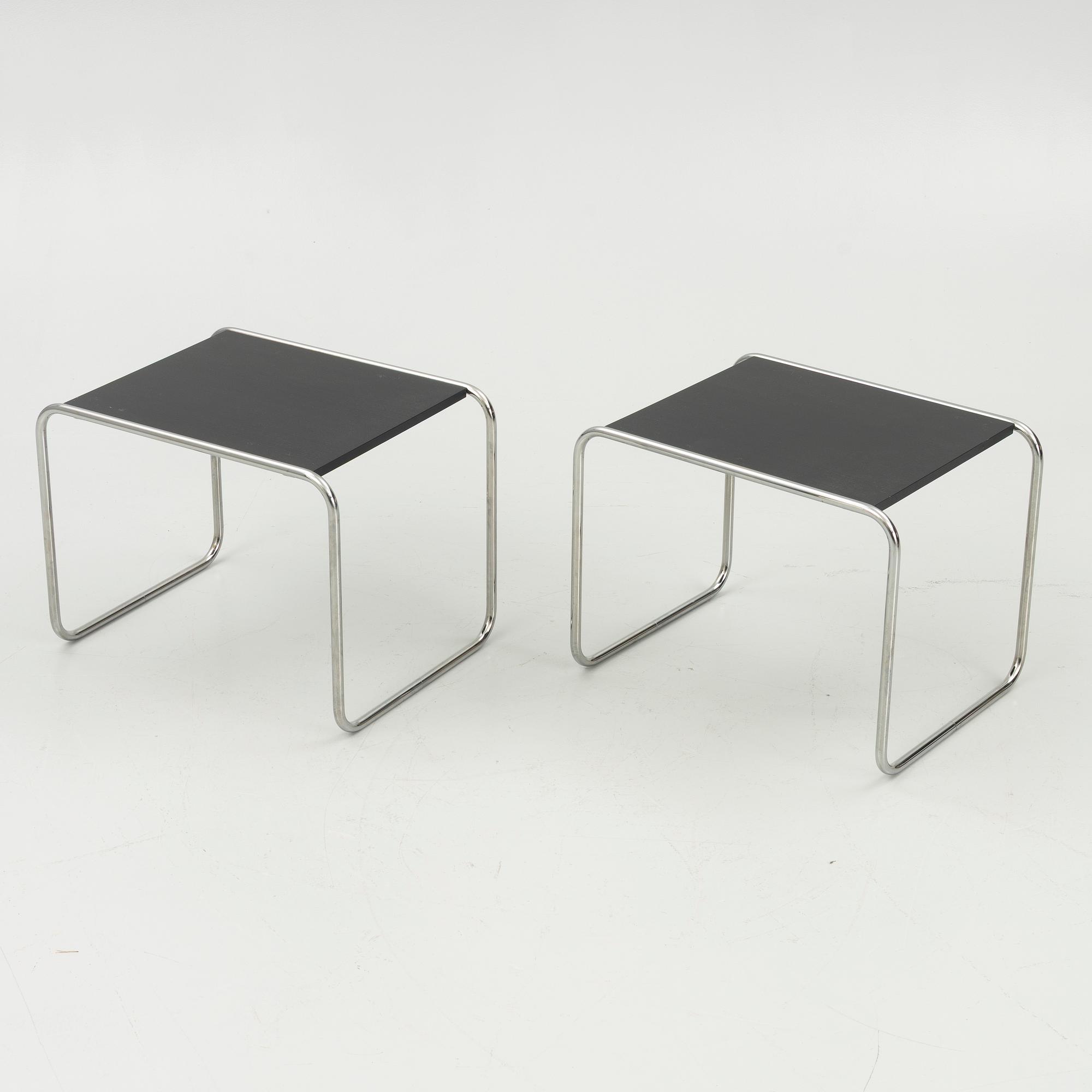 Coffee table and a pair of side tables, Thonet,.