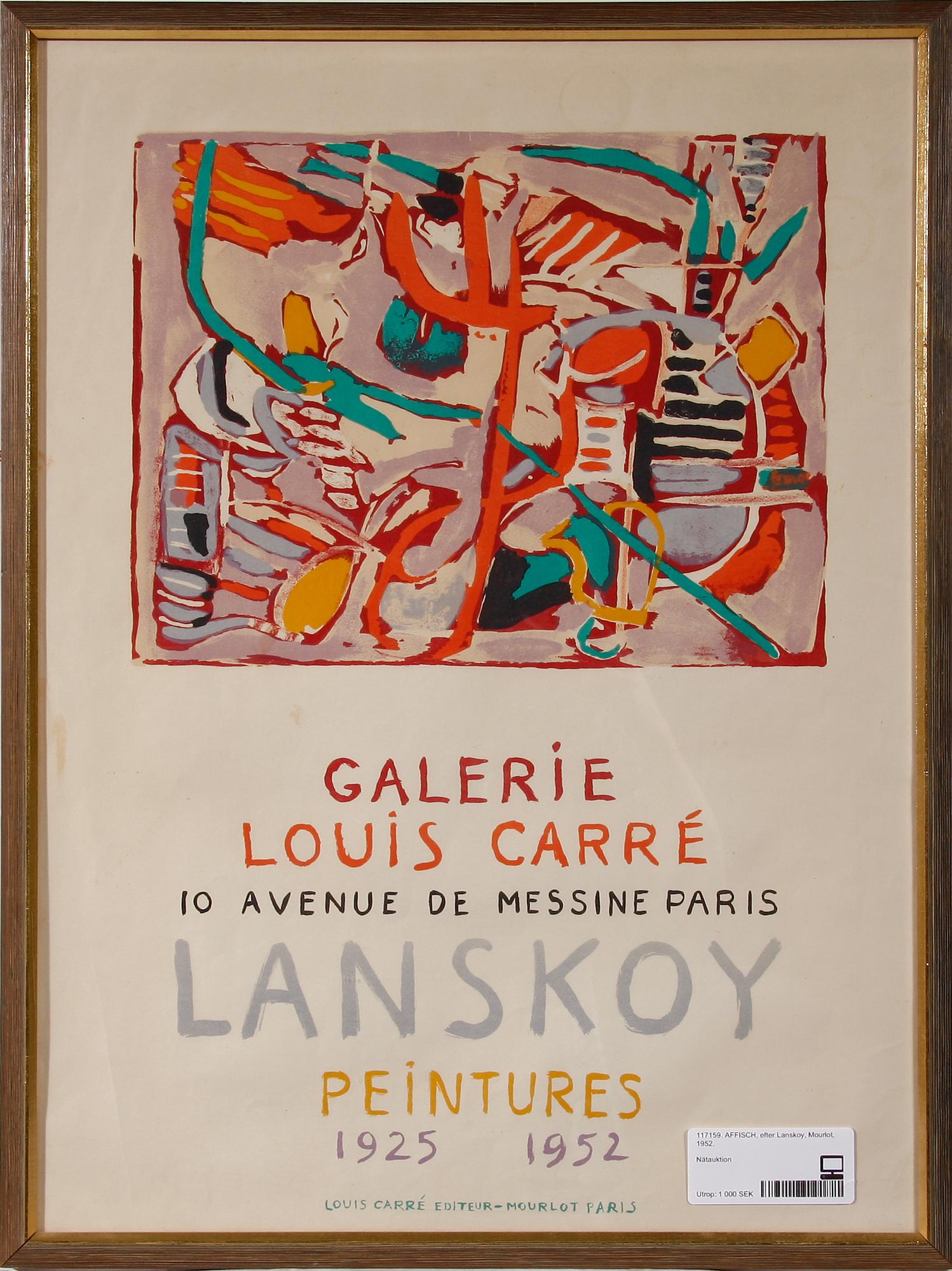 ANDRE LANSKOY efter, litografisk affisch, Mourlot, 1952.