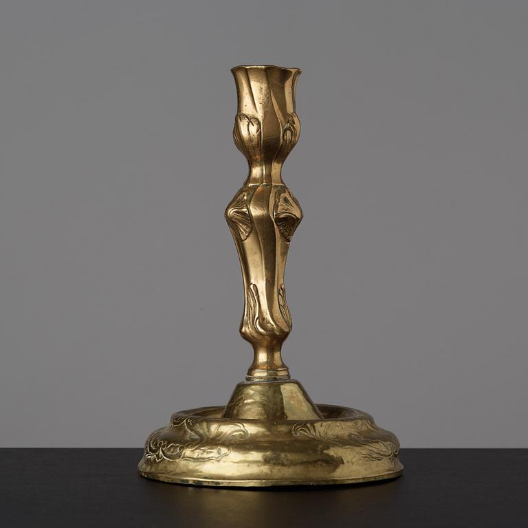 A Rococo candlestick by Anders Westerberg (privilege 1755, dead 1765, his widow continued till 1773).