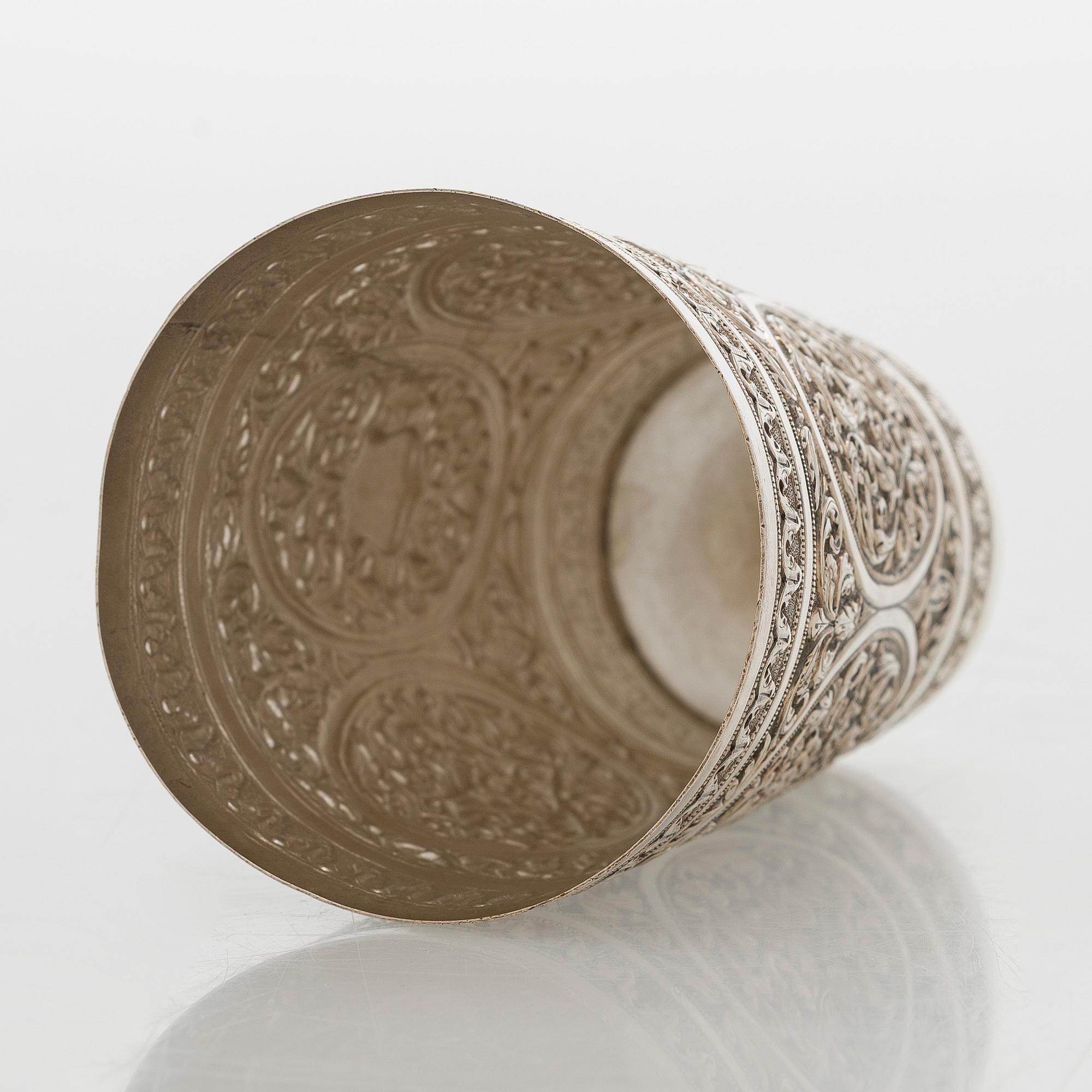 Bägare, silver, Bhuj, Indien kring sekelskiftet 1900.