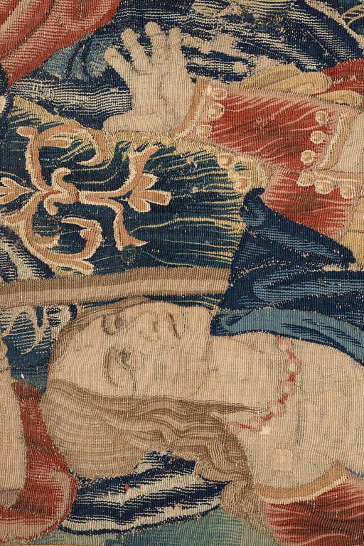 A tapestry fragment, tapestry weave, ca 183  x 113 cm, Flanders end of the 17th century.