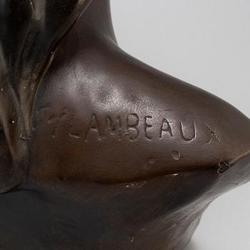 JEF LAMBEAUX, after. Bust, plaster, signed Jef Lambeaux.