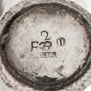 A late 18th century parcel-gilt silver beaker, maker's mark of Berthil Thorwijk, Uusikaupunki, Finland 1788.