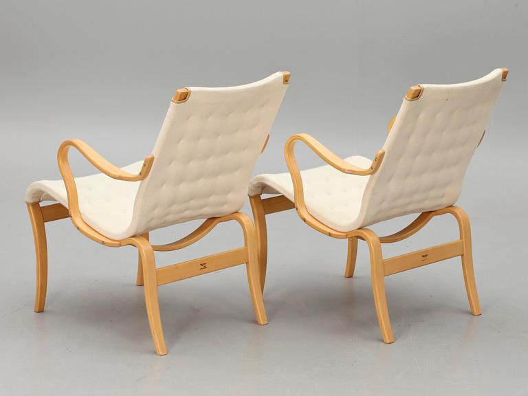 FÅTÖLJER, ett par, "Eva", Bruno Mathsson, Mathsson International, Värnamo, 1900-tal.