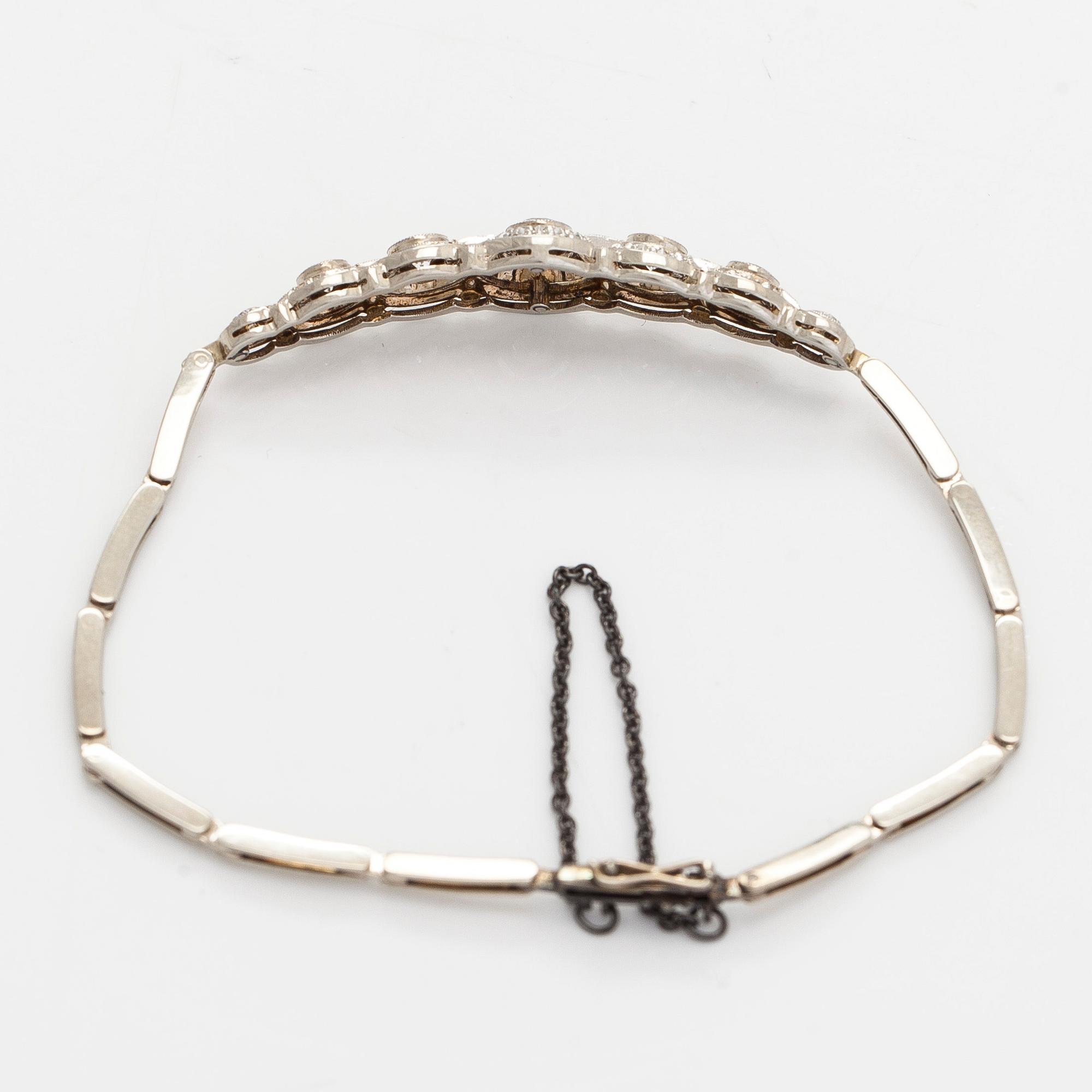 Armband, 14K vitguld med gammal- och rosenslipade diamanter, Hugo Grun.