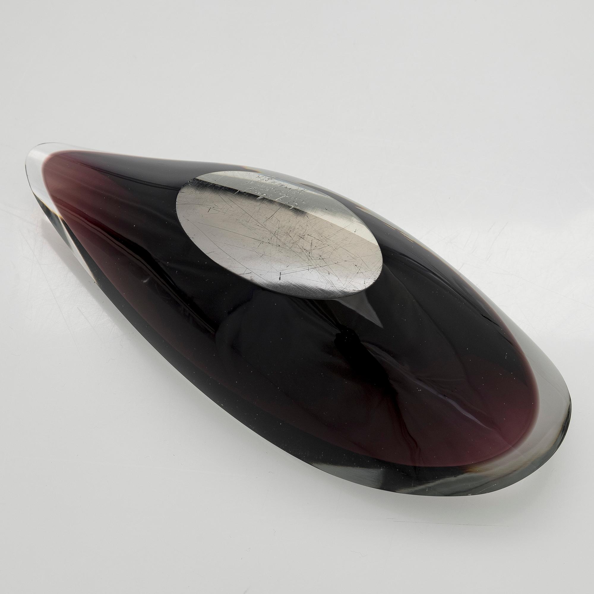 Kaj Franck, a 'Willow Leaf' Glass Bowl, signed K Franck Nuutajärvi Notsjö -57.